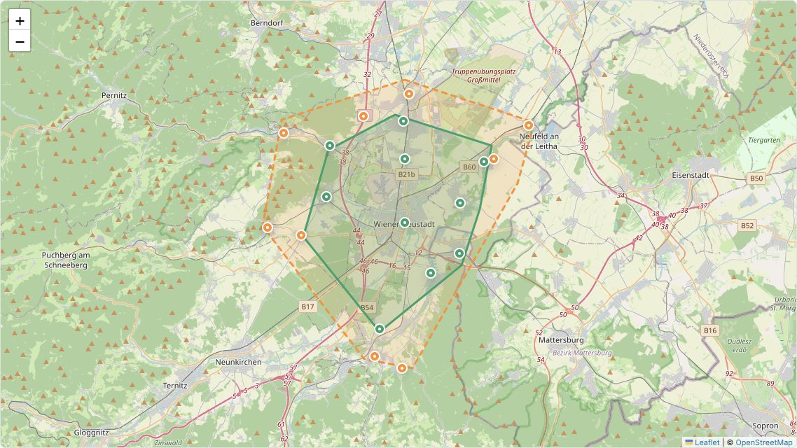 OpenStreetMap-Screenshot des geplanten Liefergebiets rund um Wiener Neustadt